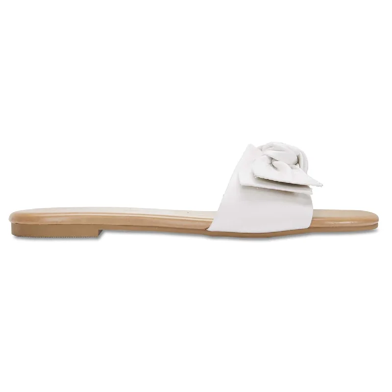 Dove Slide in White Leather