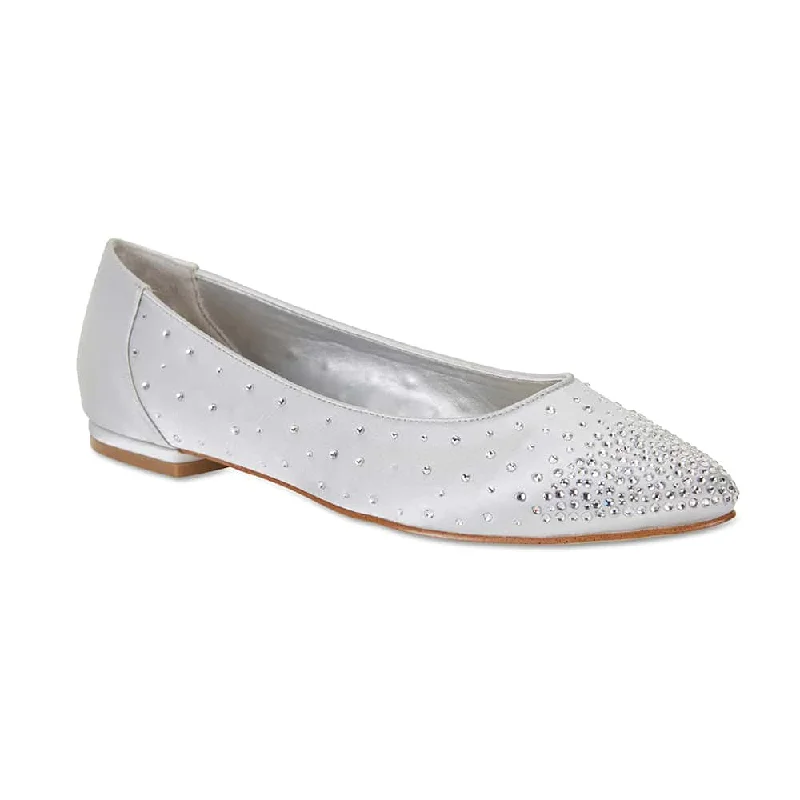 Glimmer Flat in Silver Satin