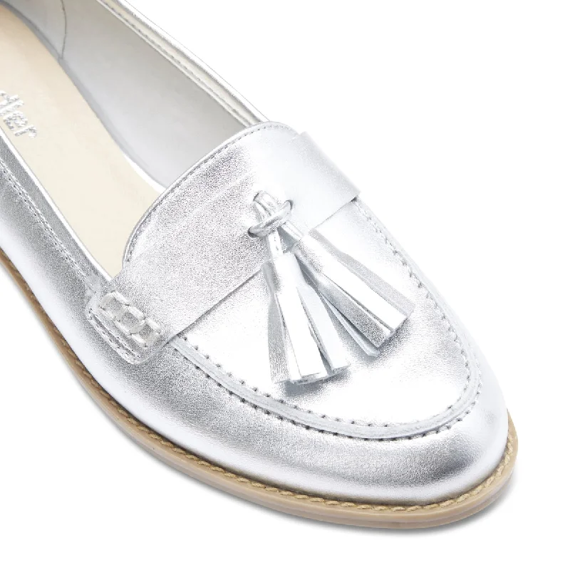 Rapture Loafer in Silver Metallic Leather