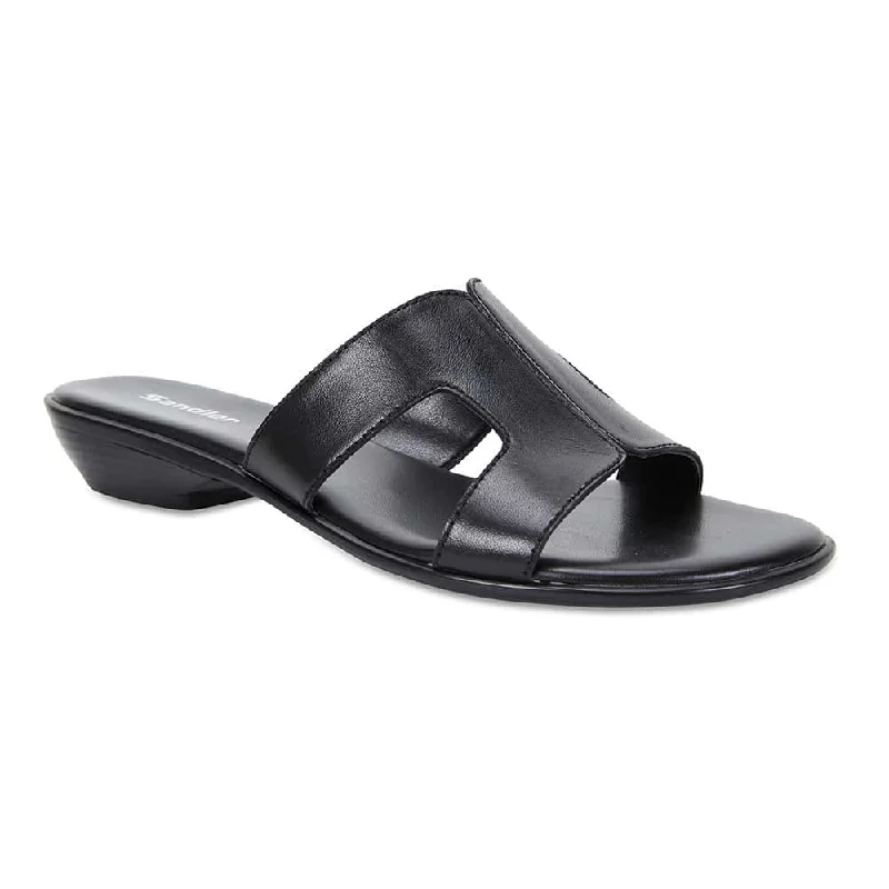 Sahara Slide in Black Leather