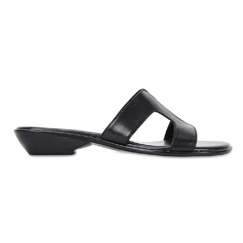 Sahara Slide in Black Leather