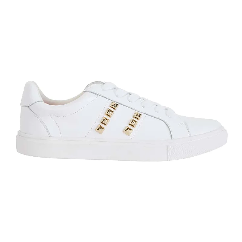 Savage Sneaker in White And Gold Leather