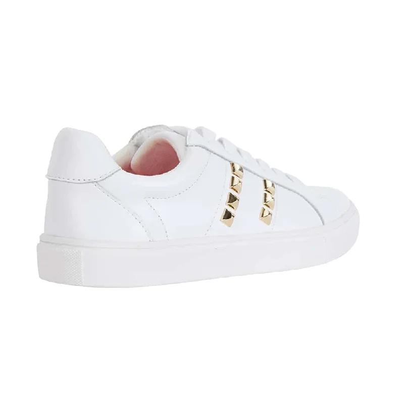 Savage Sneaker in White And Gold Leather