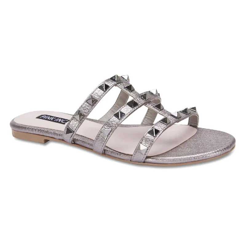 Spain Slide in Pewter Leather