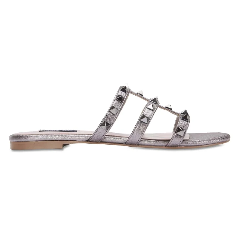 Spain Slide in Pewter Leather