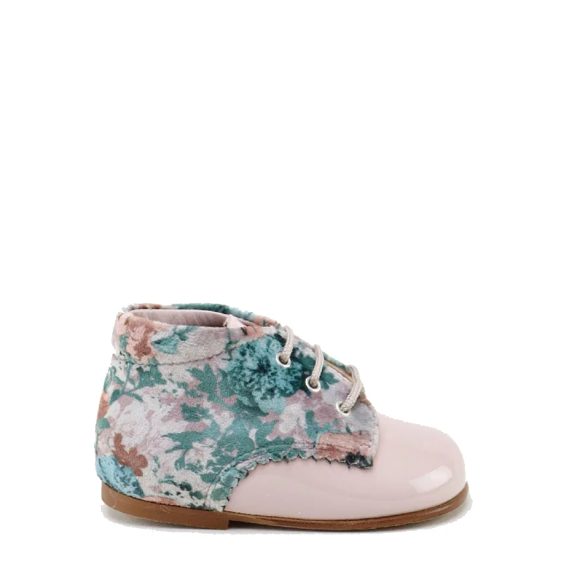 Papanatas Rose Floral Velvet Baby Bootie