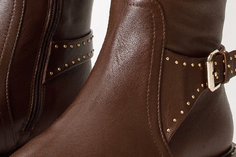 The Sariyer Brown Leather Knee High Women Boot