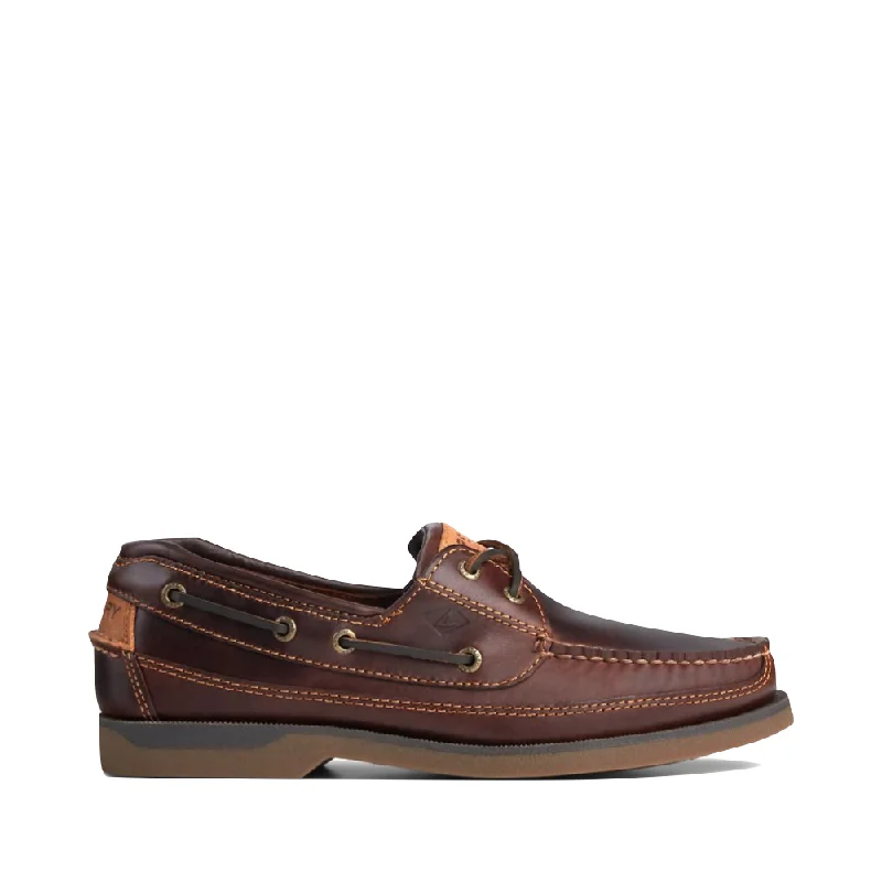 Sperry Men's Mako Leather 2 Eye Canoe Moc Boat Shoe in Amaretto