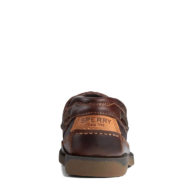 Sperry Men's Mako Leather 2 Eye Canoe Moc Boat Shoe in Amaretto