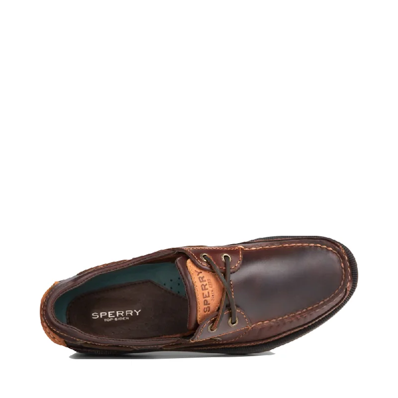 Sperry Men's Mako Leather 2 Eye Canoe Moc Boat Shoe in Amaretto