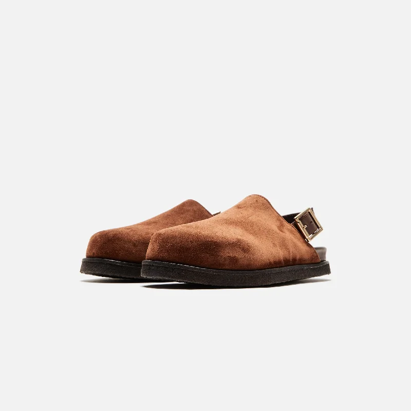 VINNY's Strapped Mule Suede - Dark Brown